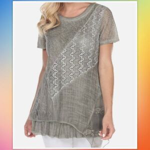 💕SIMPLY COUTURE Size 3X Summer Casual Short Sleeve Top Ruffle Crochet